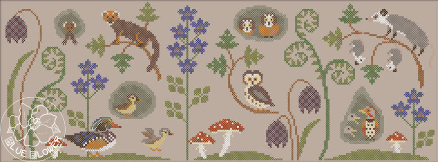 PREORDER Trunk Town Spring - The Blue Flower - Cross Stitch Pattern