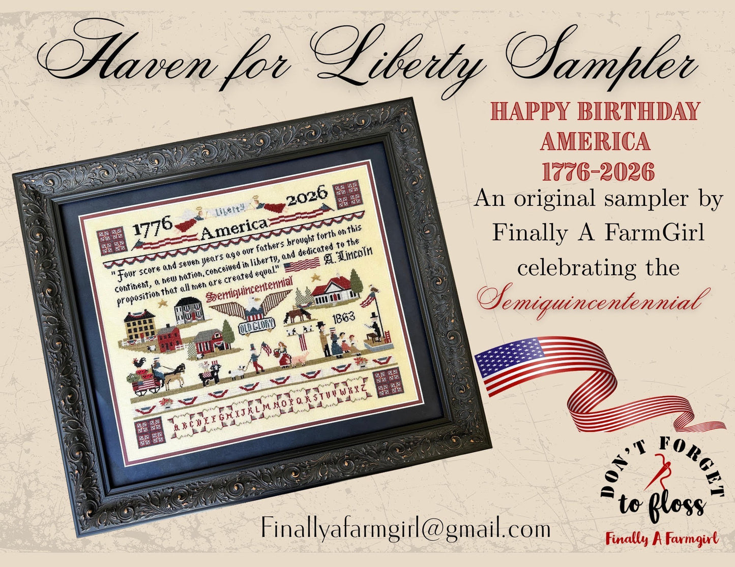 PREORDER Haven for Liberty - Finally a Farmgirl - Cross Stitch Pattern