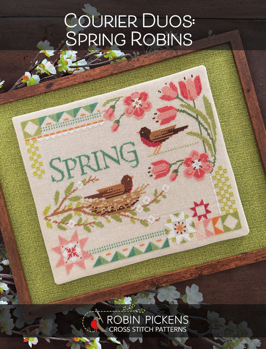 COURIER DUOS: SPRING ROBINS - Robin PIckens -  Cross Stitch Pattern
