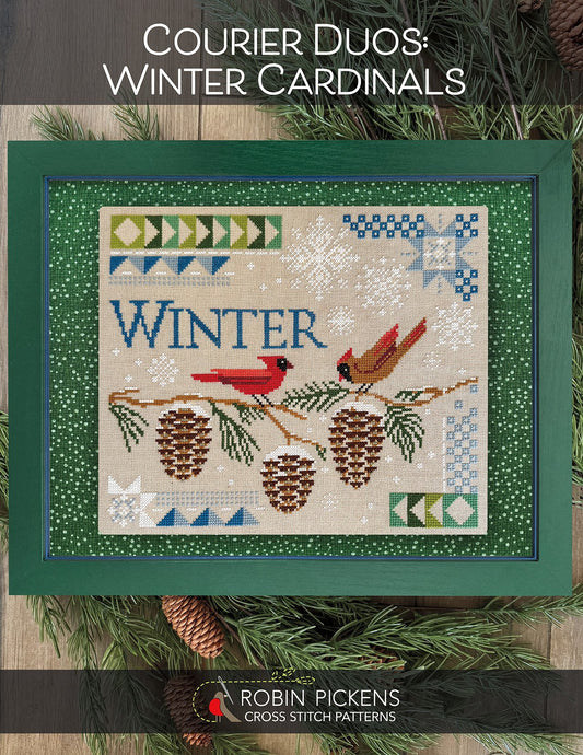 COURIER DUOS: WINTER CARDINALS - Robin PIckens -  Cross Stitch Pattern
