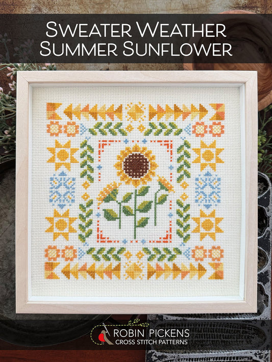 SWEATER WEATHER SUMMER SUNFLOWER - Robin PIckens -  Cross Stitch Pattern