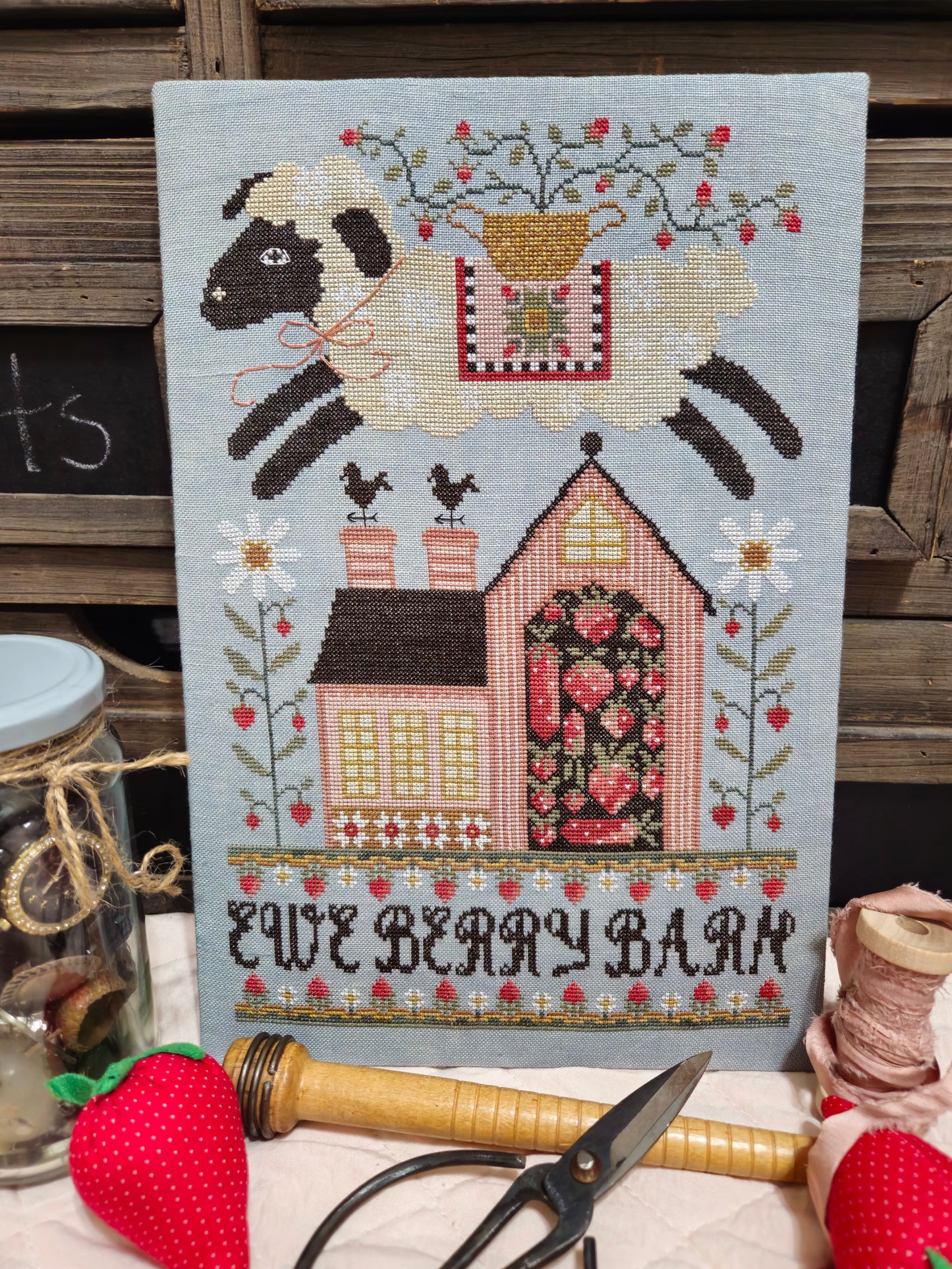 Ewe Berry Barn - Quaint Rose Needle Arts -  Cross Stitch Pattern