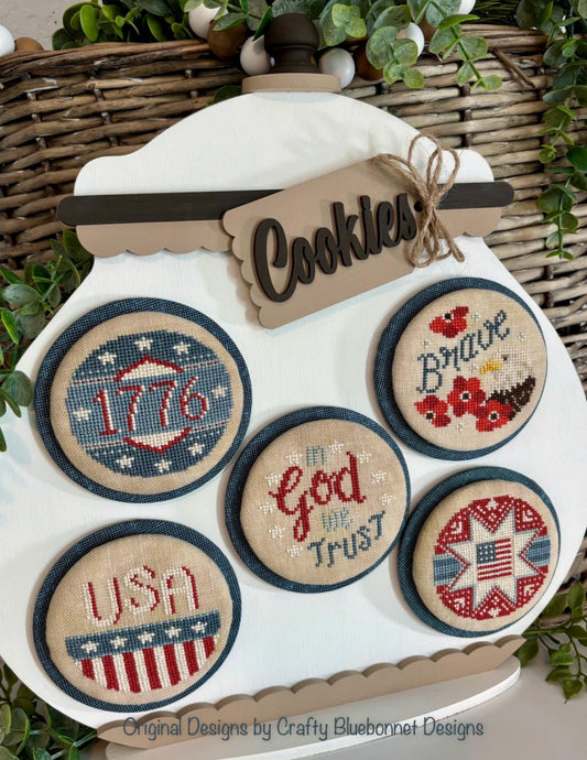 Baked Fresh: Patriotic Cookies - Crafty Bluebonnet - Cross Stitch Pattern