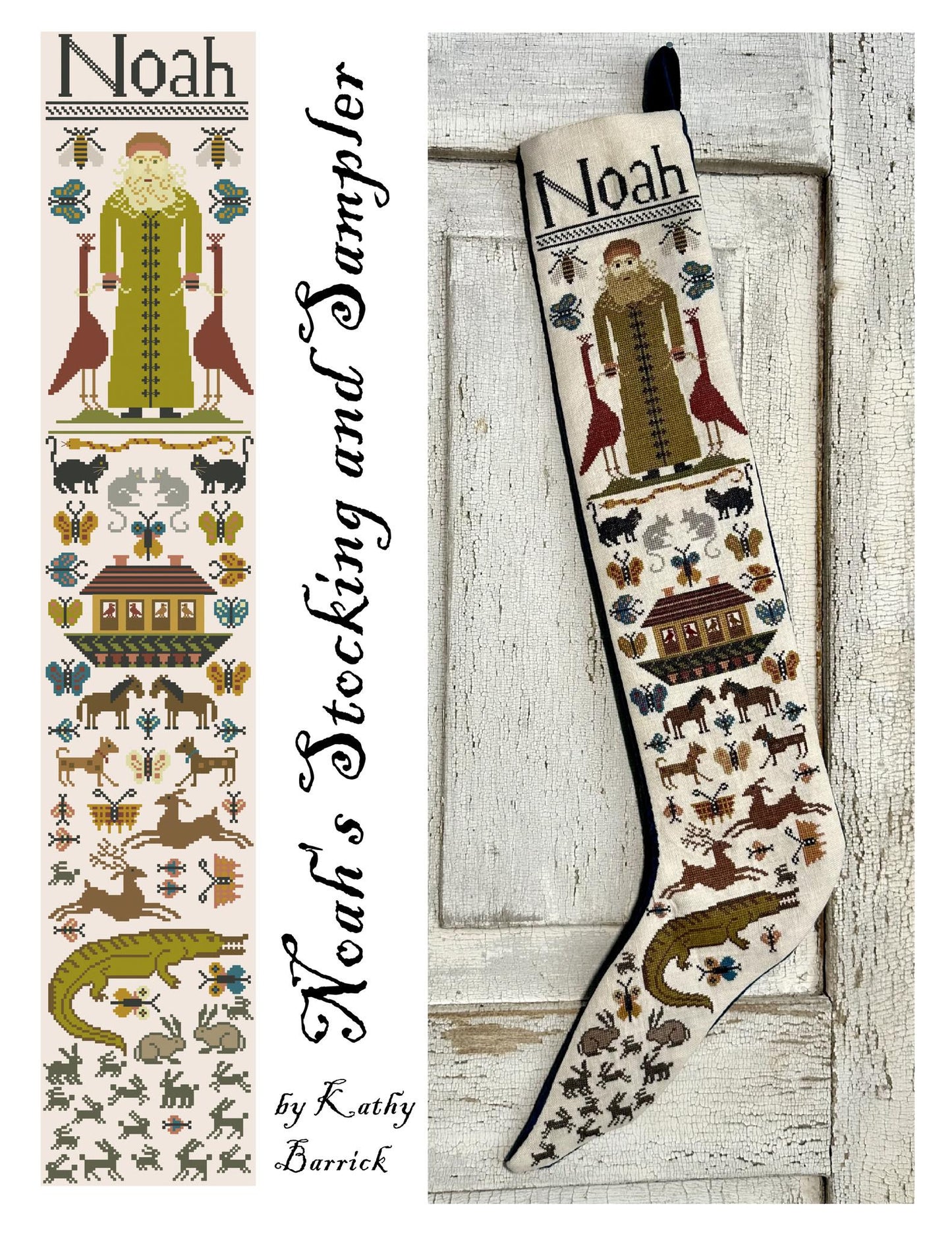 PREORDER Noah's Stocking and Sampler - Kathy Barrick - Cross Stitch Pattern, Needlecraft Patterns, The Crafty Grimalkin - A Cross Stitch Store