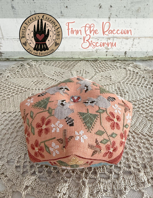 Finn Raccoon Biscornu - Teresa Kogut - Cross Stitch Pattern