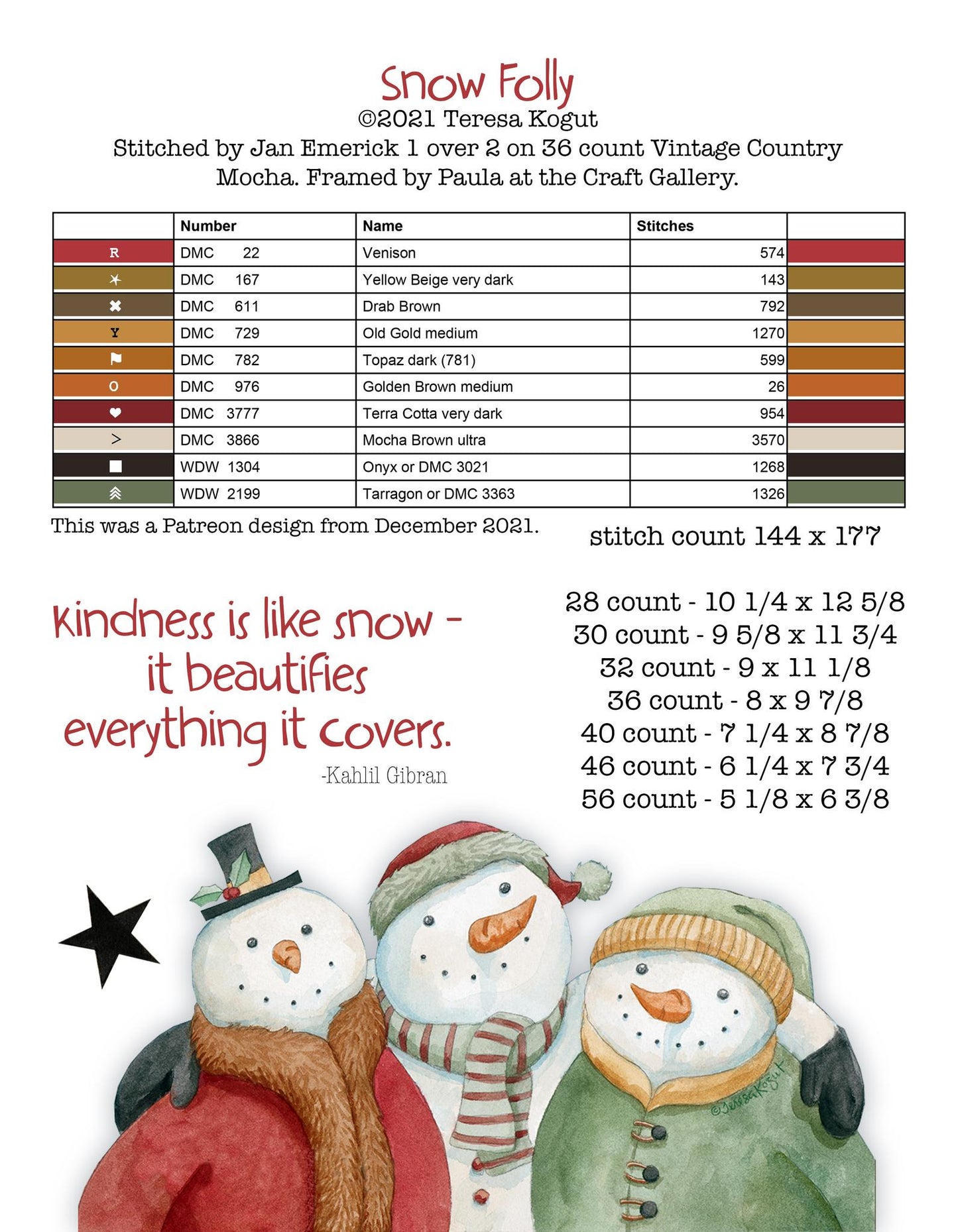 Hello Winter - Teresa Kogut - Cross Stitch Pattern
