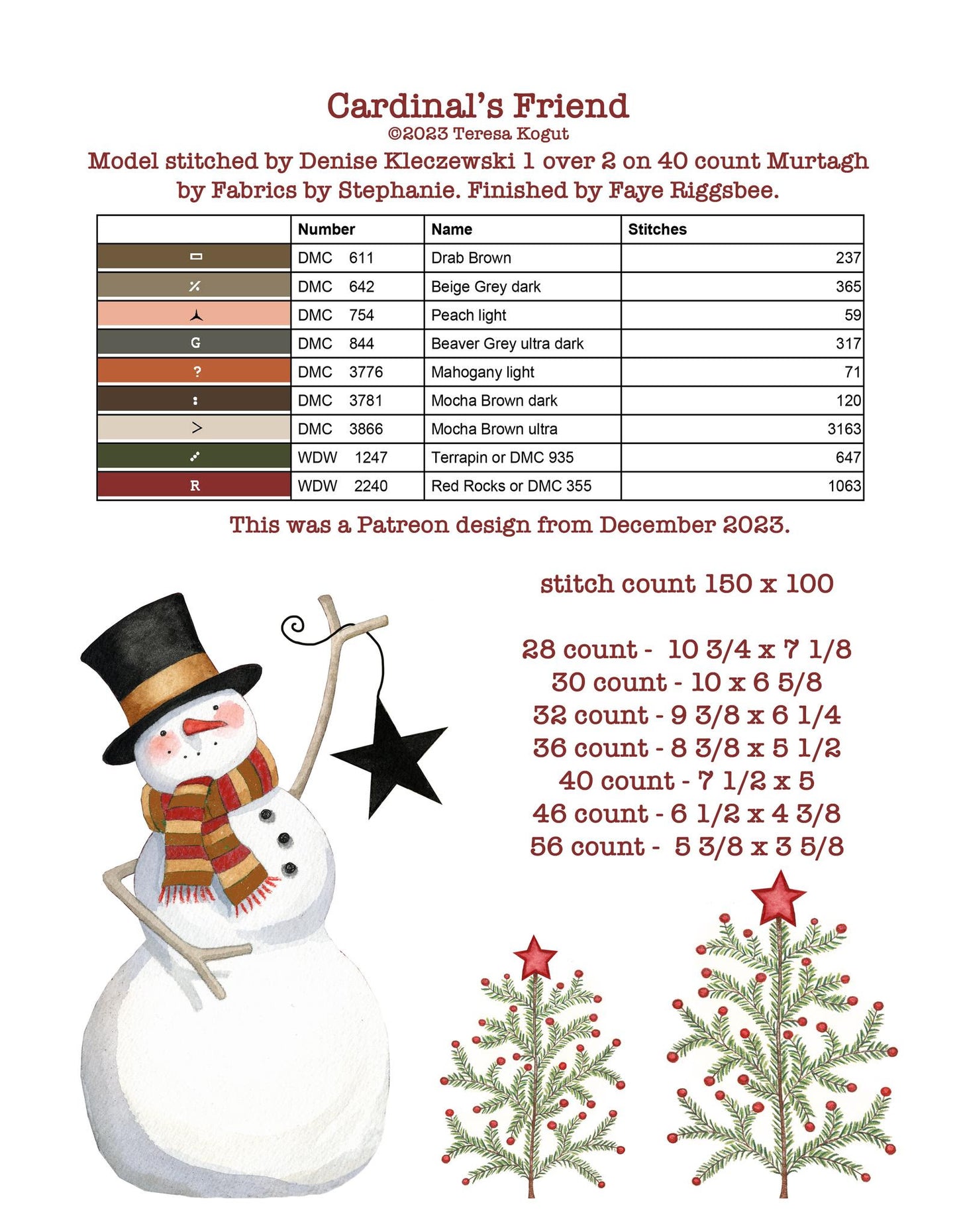 Hello Winter - Teresa Kogut - Cross Stitch Pattern