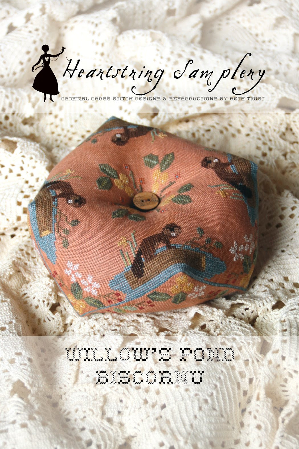 PREORDER Willow's Pond Biscornu - Heartstring Samplery - Cross Stitch Pattern, Needlecraft Patterns, The Crafty Grimalkin - A Cross Stitch Store
