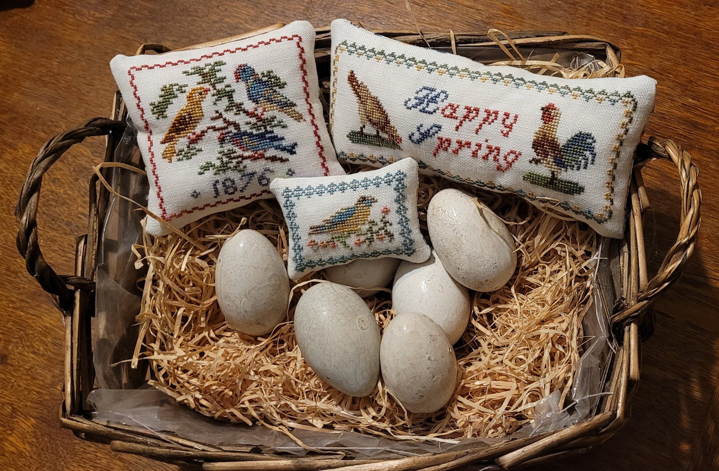 PREORDER Springtime Bird Cushions - Crowsfeetstitching - Cross Stitch Pattern