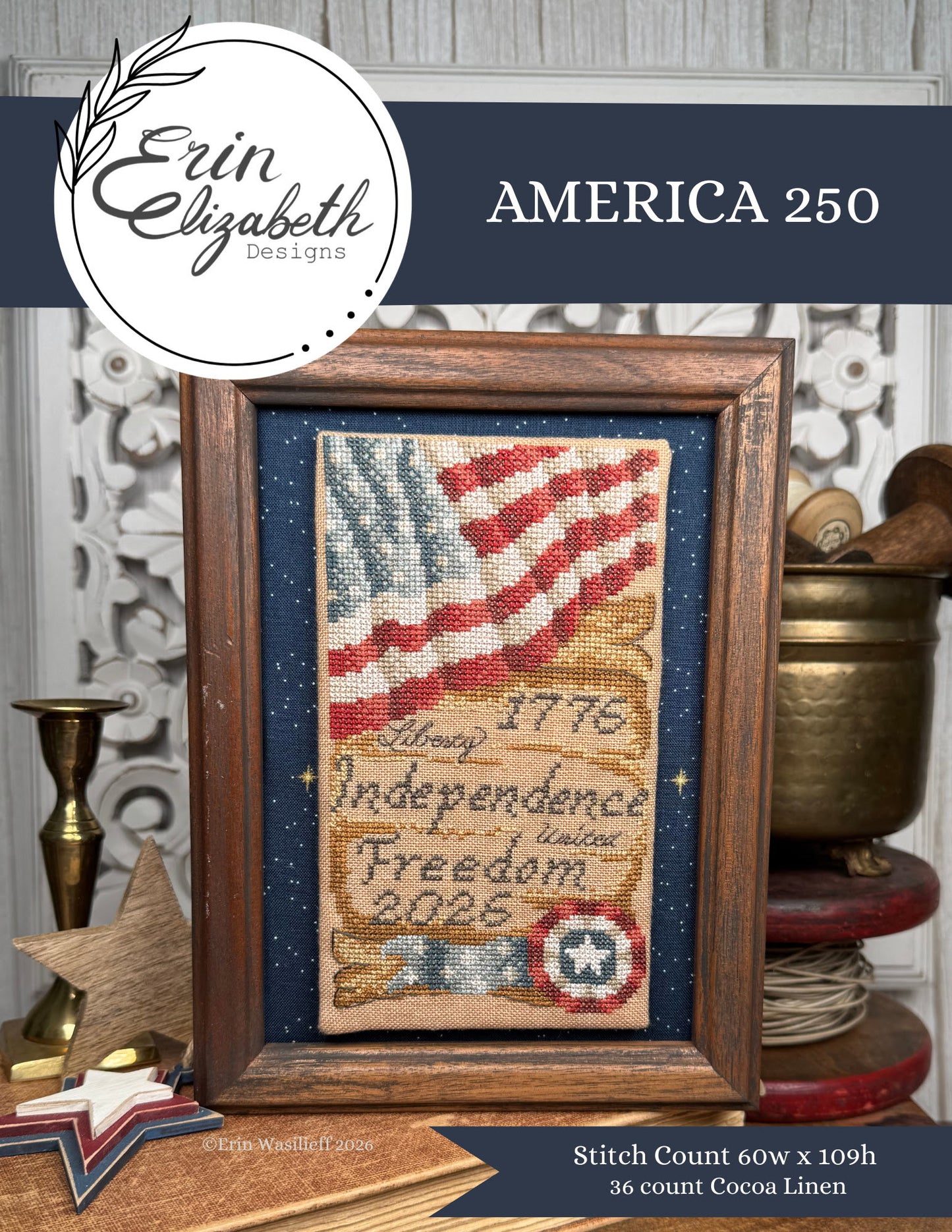 America 250 - Erin Elizabeth - Cross Stitch Pattern