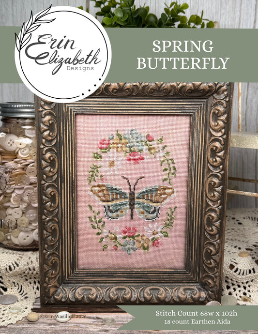 PREORDER Spring Butterfly - Erin Elizabeth - Cross Stitch Pattern, Needlecraft Patterns, The Crafty Grimalkin - A Cross Stitch Store