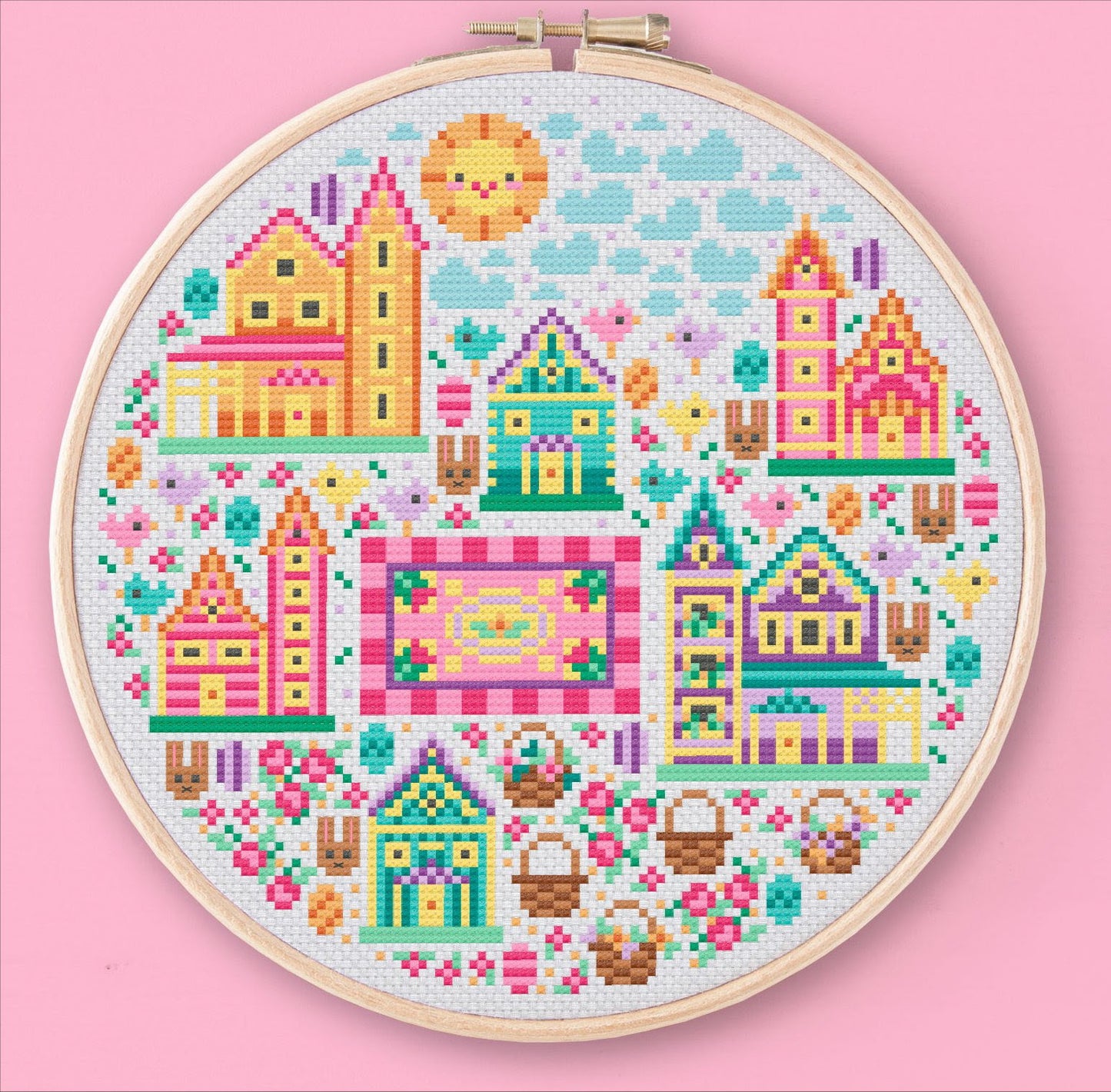 Easter Town - Una Buena Pieza - Cross Stitch Pattern