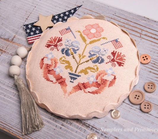 PREORDER - Freedom Flowers - Samplers and Primitives - Cross Stitch Pattern, Needlecraft Patterns, The Crafty Grimalkin - A Cross Stitch Store