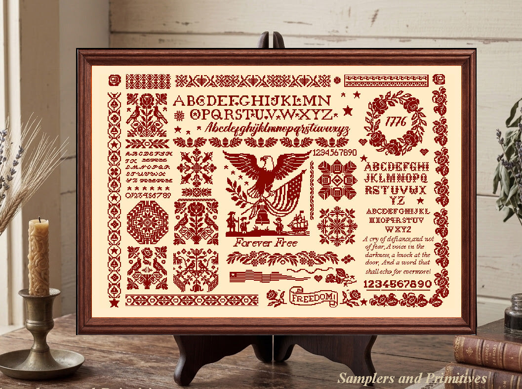 PREORDER - Forever Free Large Version - Samplers and Primitives - Cross Stitch Pattern