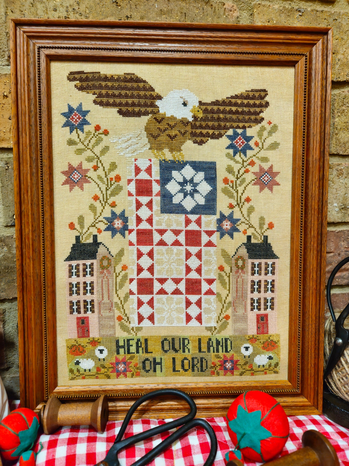 PREORDER Heal Our Land Sampler - Quaint Rose Needle Arts -  Cross Stitch Pattern