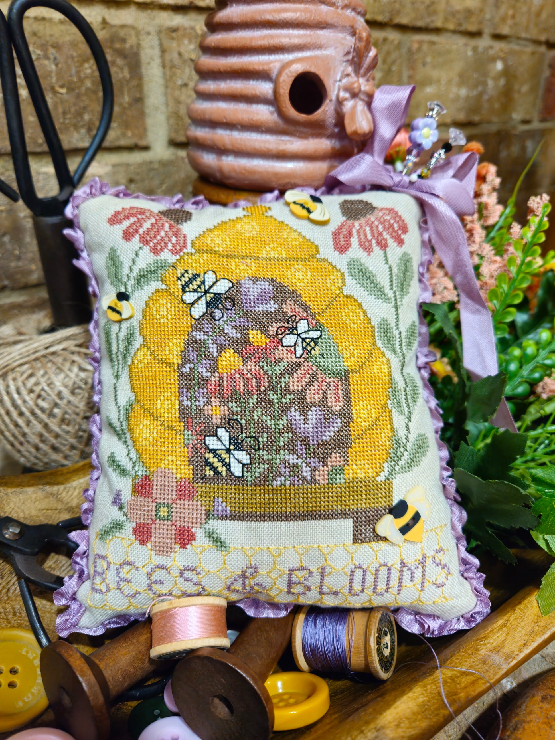 PREORDER Bees & Blooms - Quaint Rose Needle Arts -  Cross Stitch Pattern, Needlecraft Patterns, The Crafty Grimalkin - A Cross Stitch Store