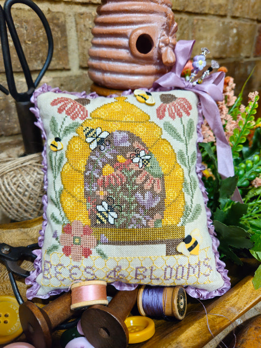 PREORDER Bees & Blooms - Quaint Rose Needle Arts -  Cross Stitch Pattern, Needlecraft Patterns, The Crafty Grimalkin - A Cross Stitch Store