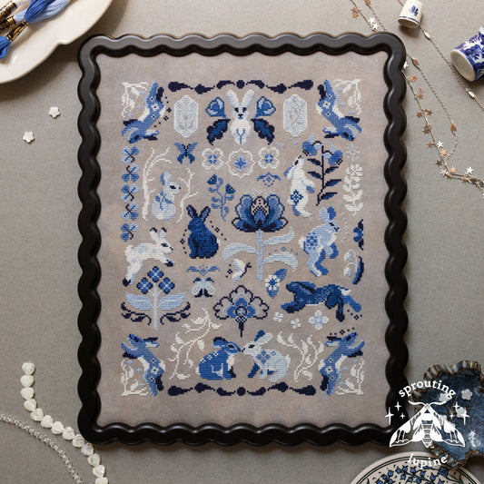Delft Bunnies - Sprouting Lupine - Cross Stitch Pattern, Cross Stitch Patterns, The Crafty Grimalkin - A Cross Stitch Store