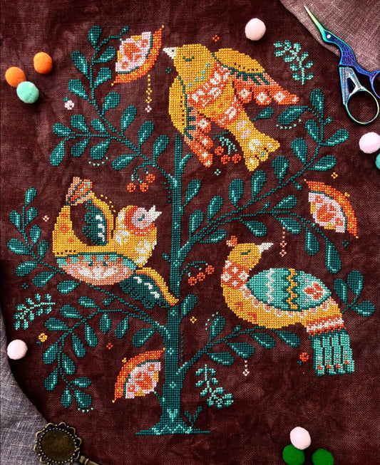 PREORDER  Songbirds and Berries - Quaternion Creations - Cross Stitch Pattern