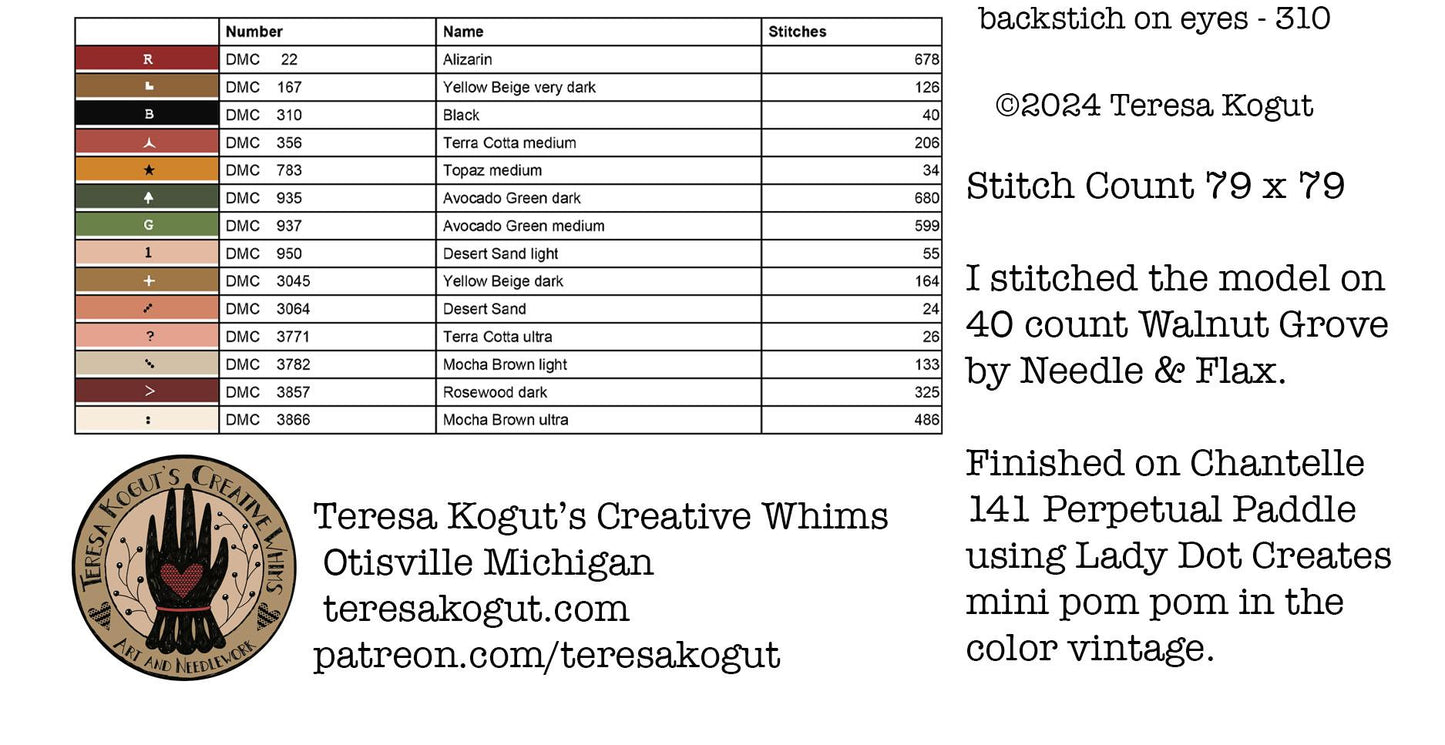 Santa Wreath Ornament - Teresa Kogut - Cross Stitch Pattern