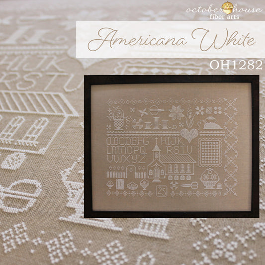 PREORDER Americana White - October House Fiber Arts - Cross Stitch Pattern, Needlecraft Patterns, The Crafty Grimalkin - A Cross Stitch Store
