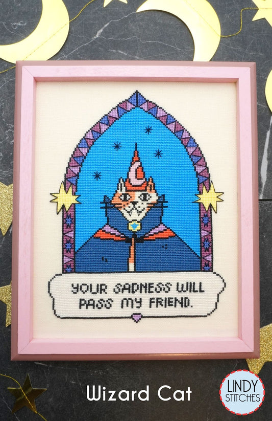 PRE-ORDER Wizard Cat - Lindy Stitches - Cross Stitch Pattern, Needlecraft Patterns, Needlecraft Patterns, The Crafty Grimalkin - A Cross Stitch Store