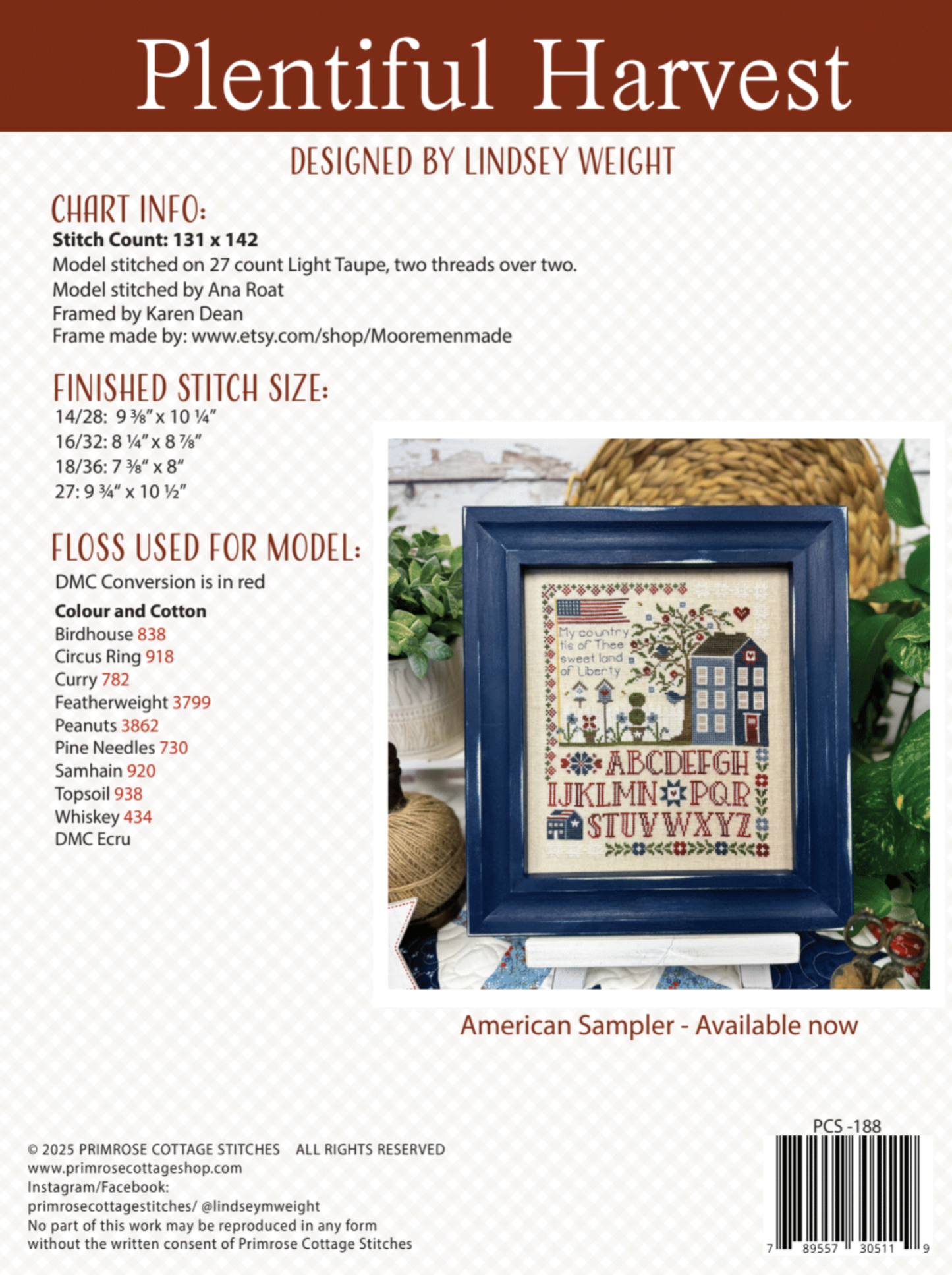 Plentiful Harvest - Primrose Cottage - Cross Stitch Pattern