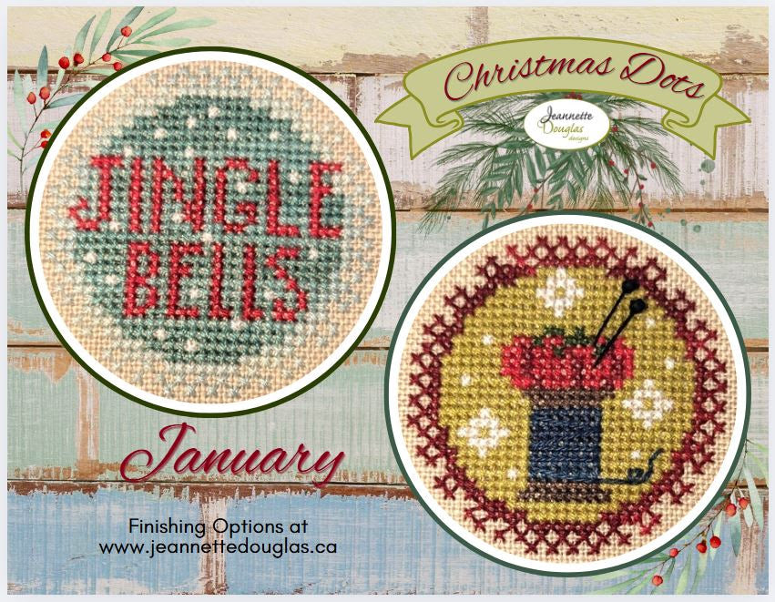 PREORDER January, Christmas Dot Series - Jeannette Douglas - Cross Stitch Pattern, Needlecraft Patterns, The Crafty Grimalkin - A Cross Stitch Store