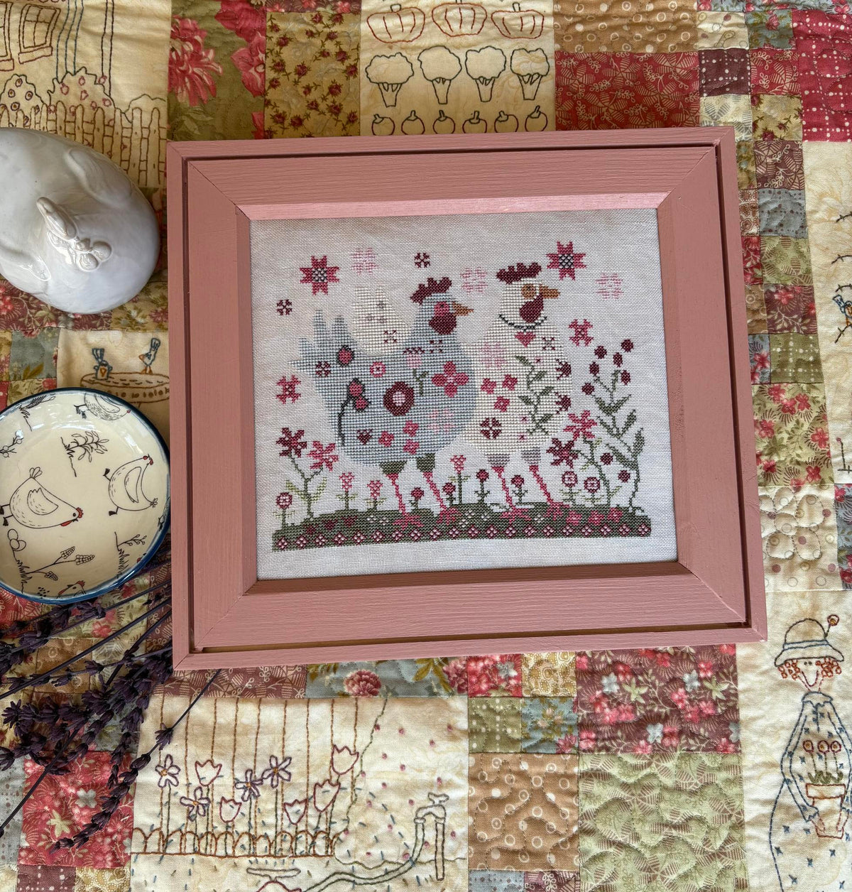 PREORDER  Henpecked - Pansy Patch - Cross Stitch Pattern, Needlecraft Patterns, The Crafty Grimalkin - A Cross Stitch Store