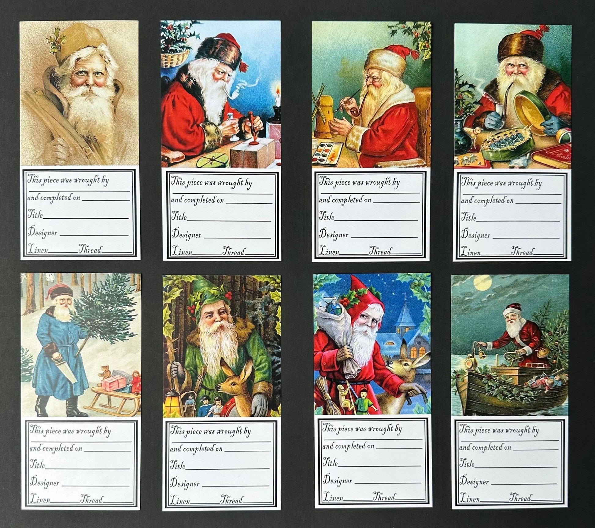 Santa Needlework Labels - Kathy Barrick, Needlecraft Patterns, Needlecraft Patterns, The Crafty Grimalkin - A Cross Stitch Store