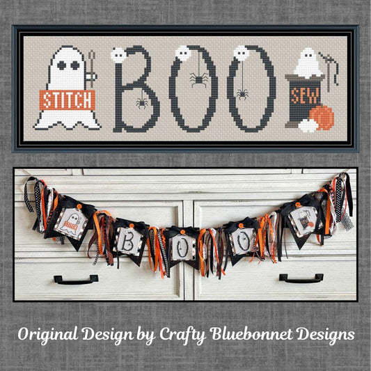 PREORDER Boo Banner - Crafty Bluebonnet Designs - Cross Stitch Pattern