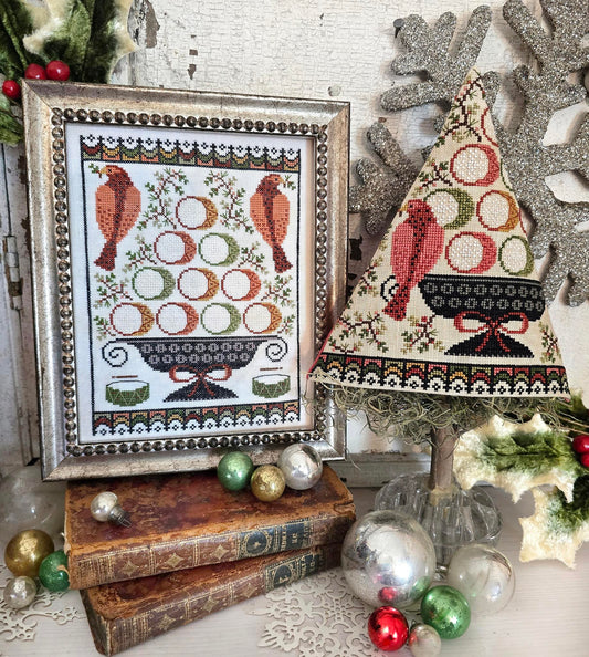 PREORDER Twelfth Day of Christmas Sampler and Tree - Hello From Liz Mathews - Cross Stitch Pattern, Needlecraft Patterns, The Crafty Grimalkin - A Cross Stitch Store