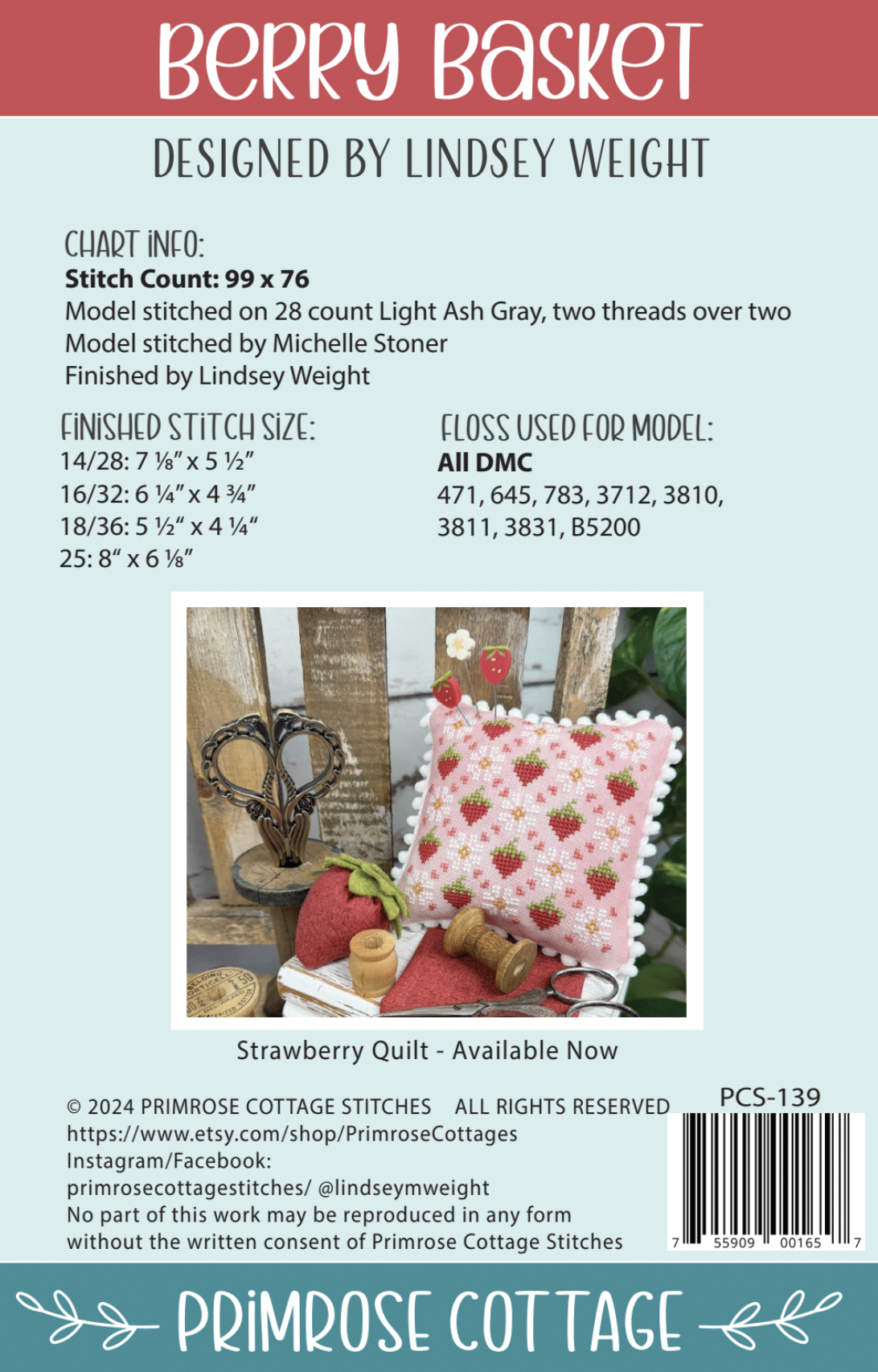 Berry Basket - Primrose Cottage - Cross Stitch Pattern, Needlecraft Patterns, The Crafty Grimalkin - A Cross Stitch Store