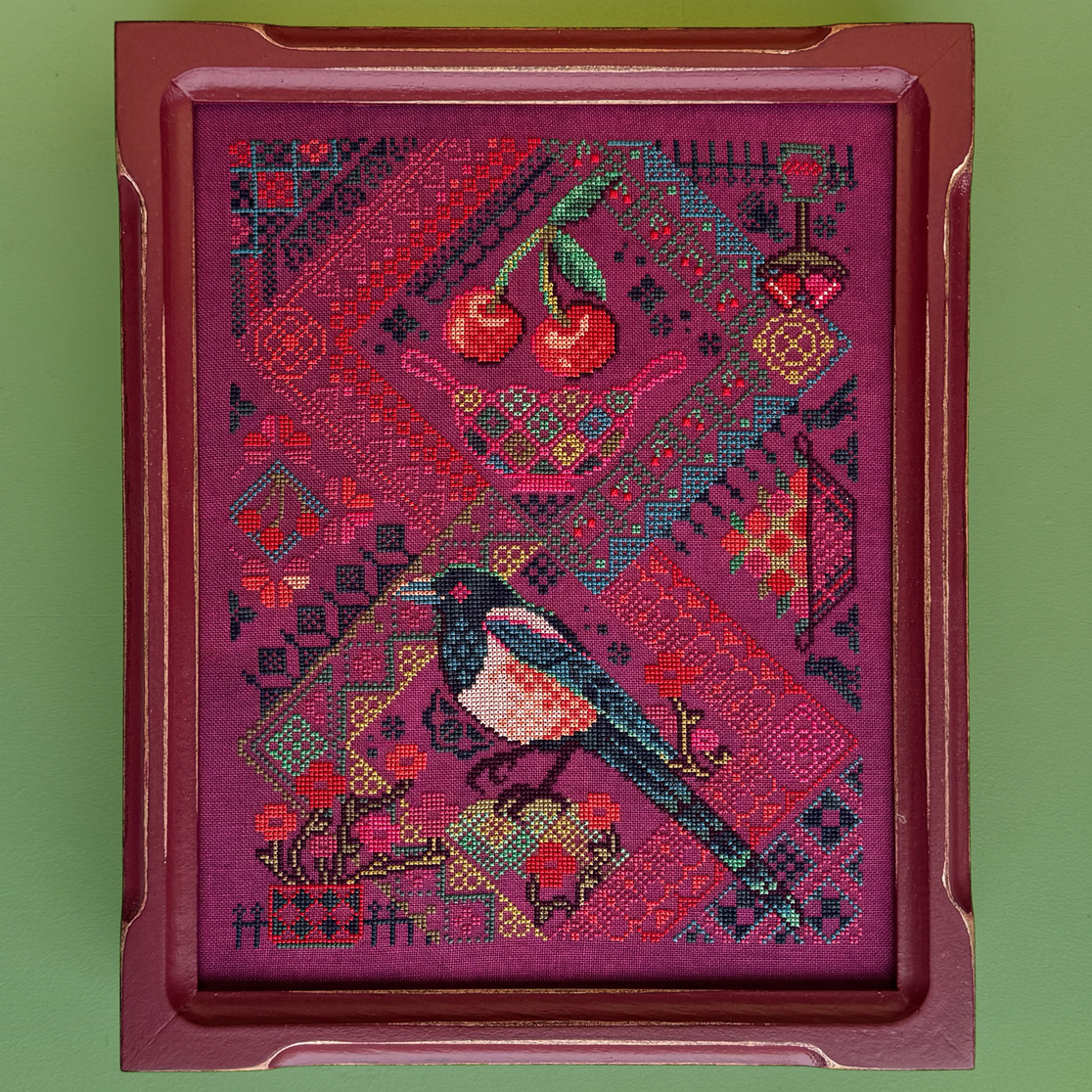 Cherry Magpie - JEDxSTITCH - Cross Stitch Pattern