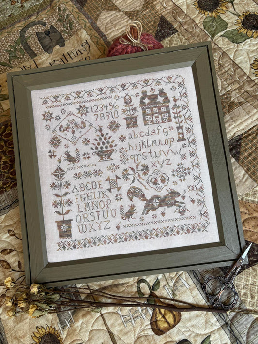PREORDER  Sassy Squirrel Sampler - Pansy Patch - Cross Stitch Pattern, Needlecraft Patterns, The Crafty Grimalkin - A Cross Stitch Store