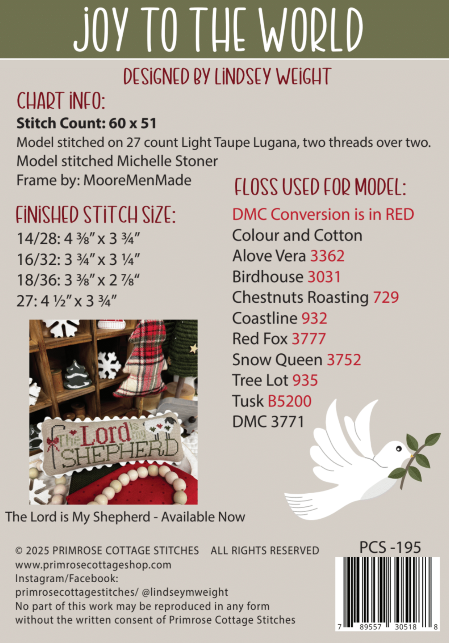 Joy to the World - Primrose Cottage - Cross Stitch Pattern