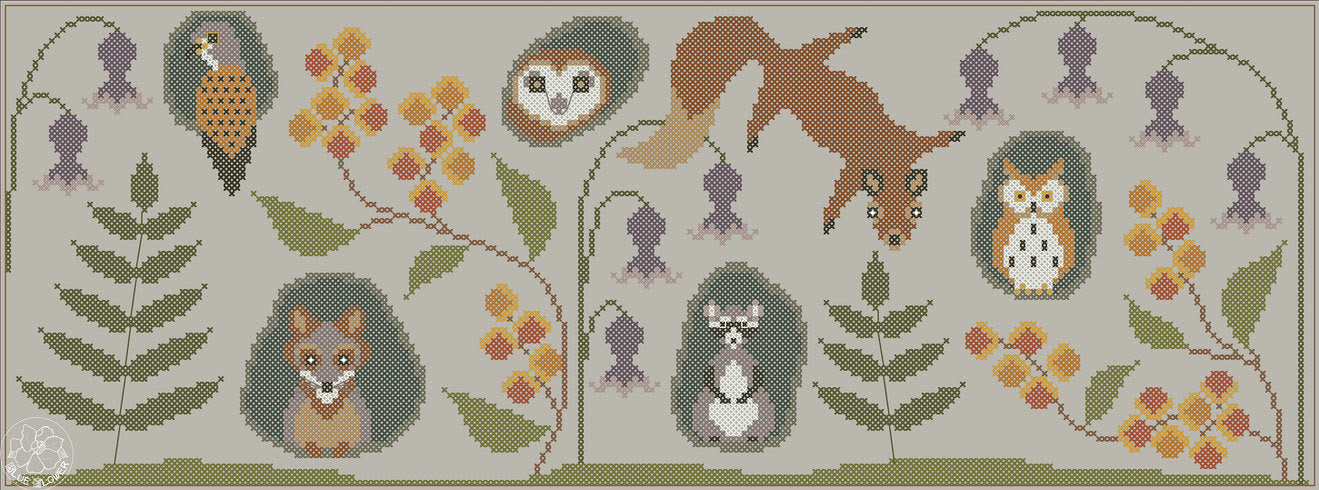 PREORDER Trunk Town Autumn - The Blue Flower - Cross Stitch Pattern