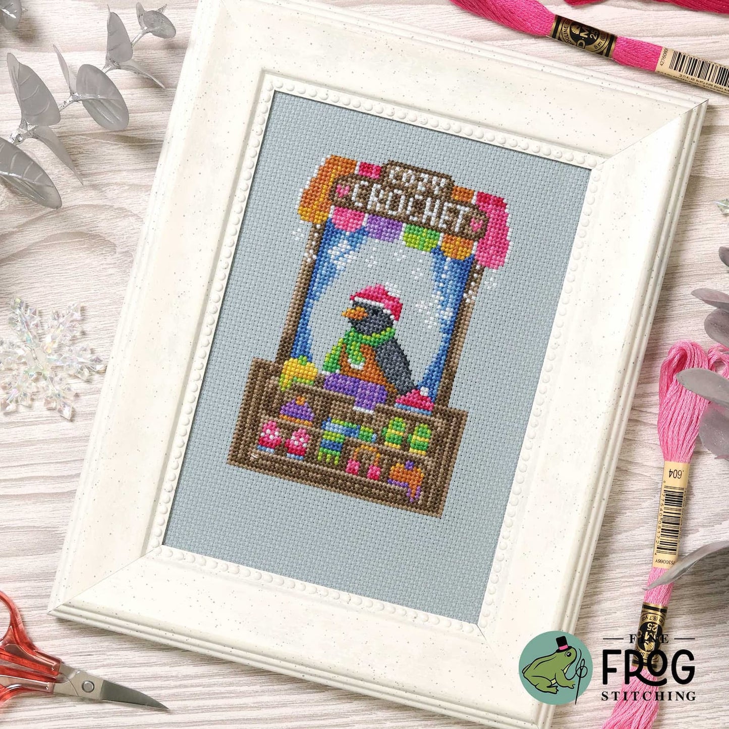 PREORDER   Crochet Shop Robin - Fine Frog Stitching - Cross Stitch Pattern