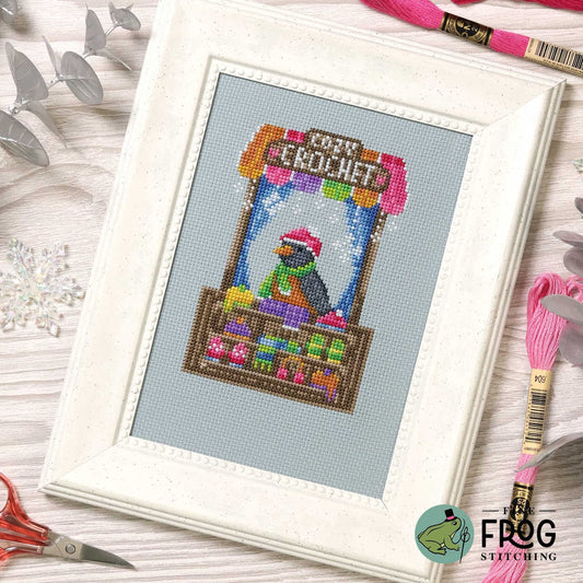 PREORDER   Crochet Shop Robin - Fine Frog Stitching - Cross Stitch Pattern