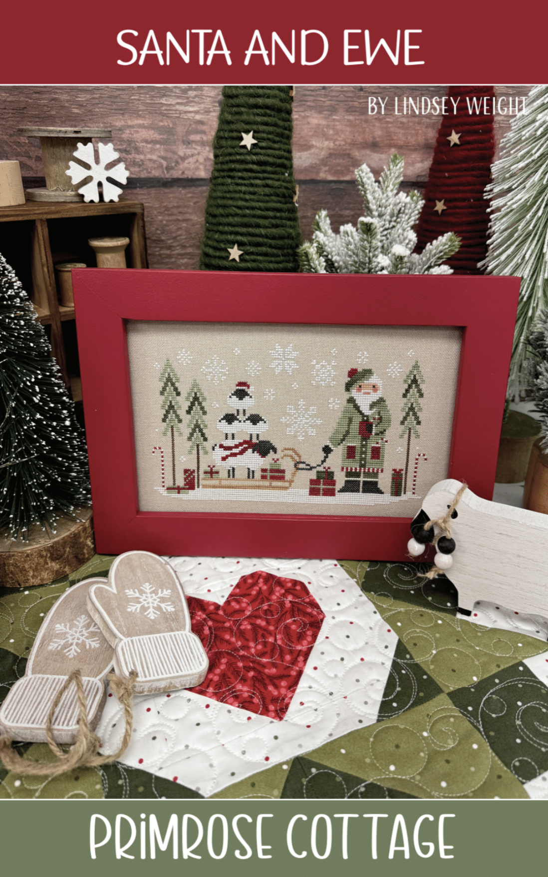 PREORDER Santa and Ewe - Primrose Cottage Stitches - Cross Stitch Pattern