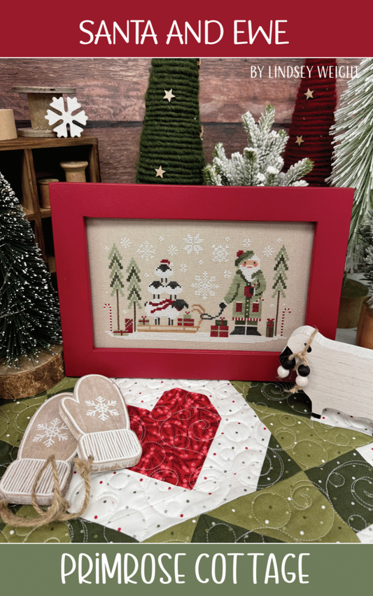 PREORDER Santa and Ewe - Primrose Cottage Stitches - Cross Stitch Pattern