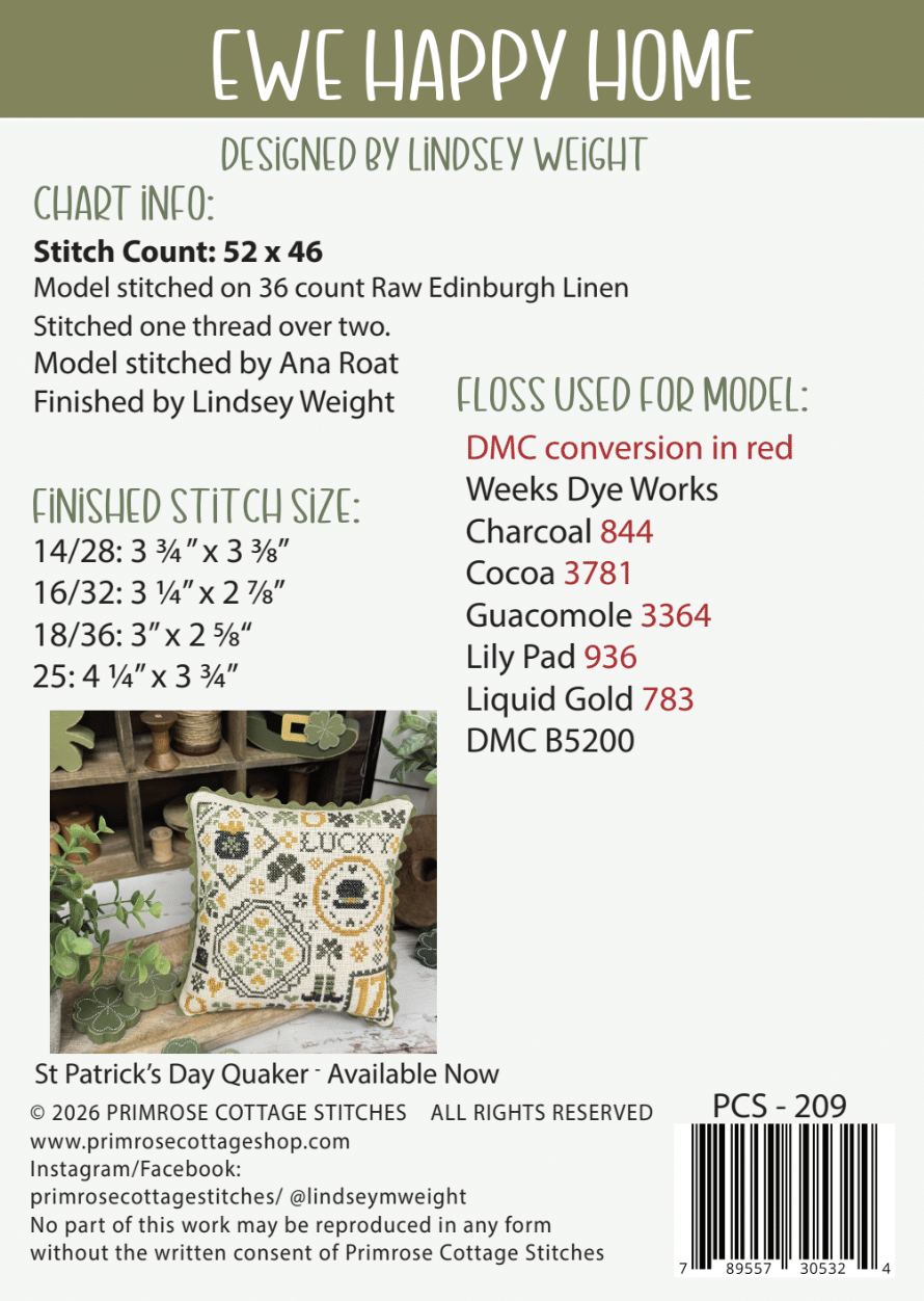 Ewe Happy Home - Primrose Cottage - Cross Stitch Pattern