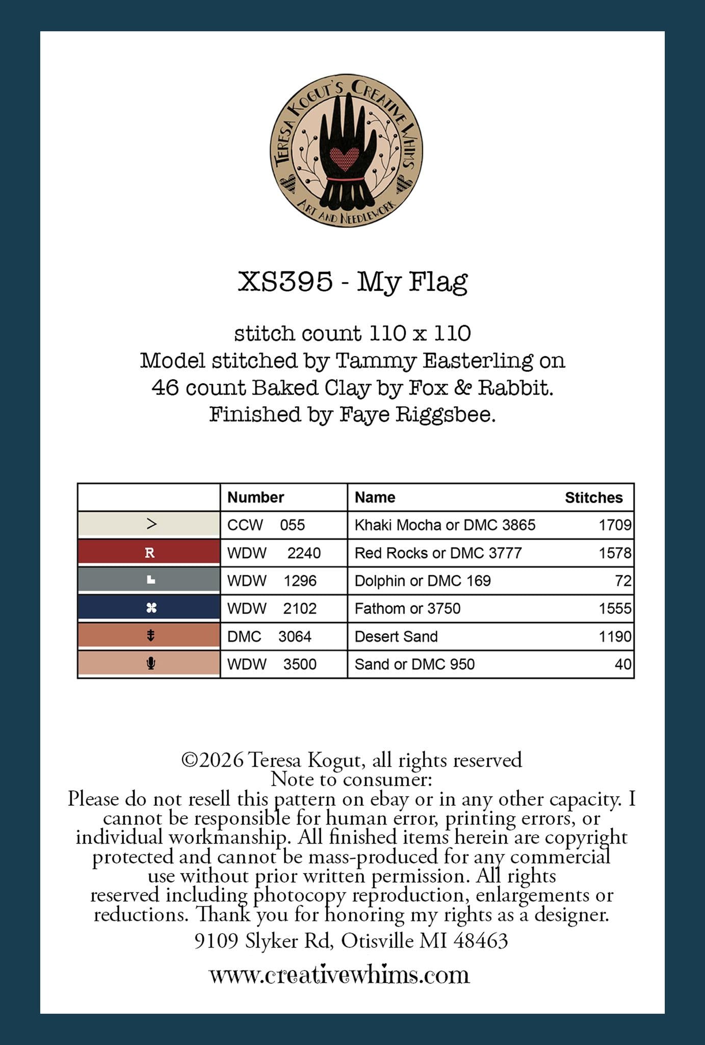 PREORDER My Flag - Teresa Kogut - Cross Stitch Pattern, Needlecraft Patterns, The Crafty Grimalkin - A Cross Stitch Store