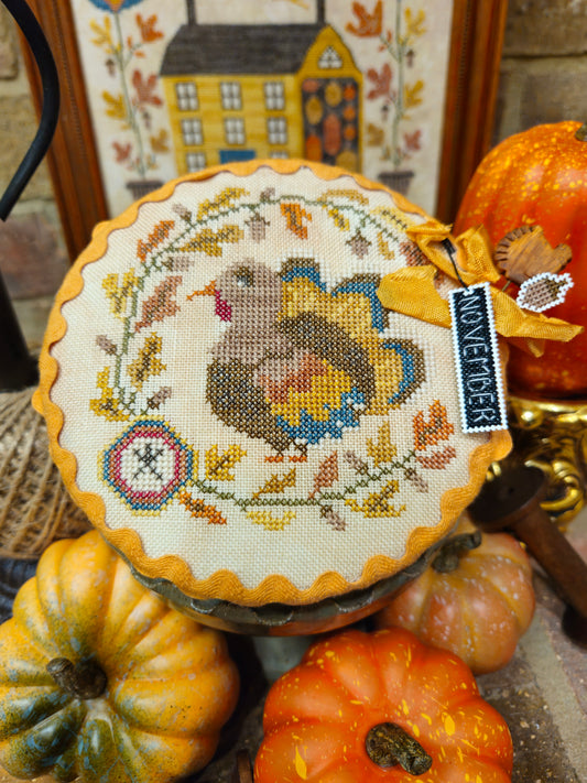 PREORDER Pin Drum Shorties #11 Turkey - Quaintrose Needlearts - Cross Stitch Pattern