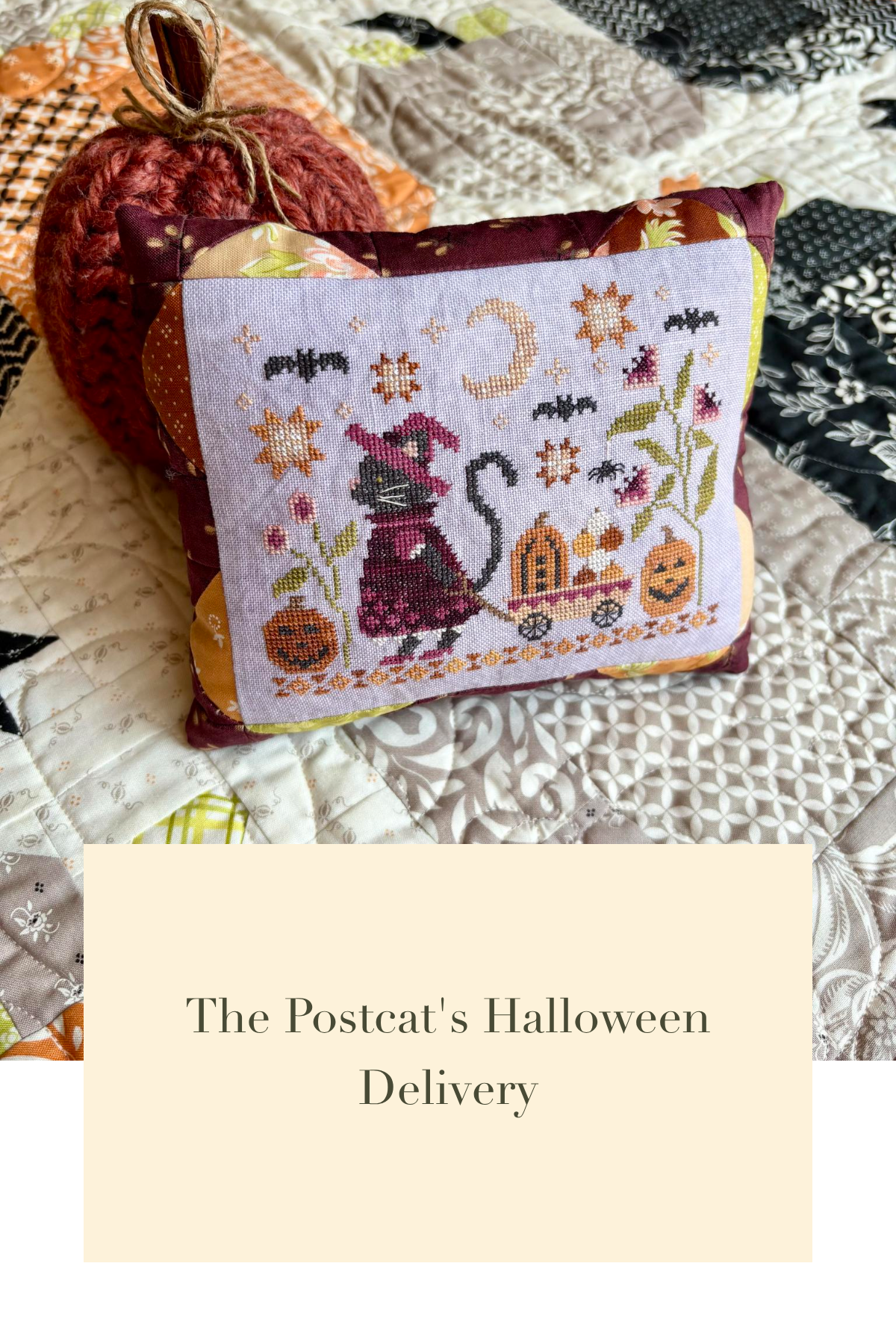 PREORDER  The Postcat's Halloween Delivery - Blueberry Ridge - Cross Stitch Pattern, Needlecraft Patterns, The Crafty Grimalkin - A Cross Stitch Store