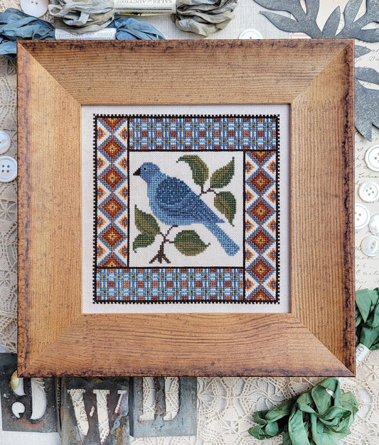 Plaid Bird -  Hello from Liz Mathews - Cross Stitch Pattern, Needlecraft Patterns, The Crafty Grimalkin - A Cross Stitch Store