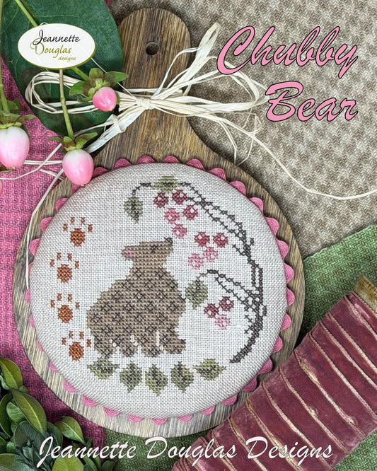 PREORDER Chubby Bear - Jeannette Douglas Designs - Cross Stitch Pattern