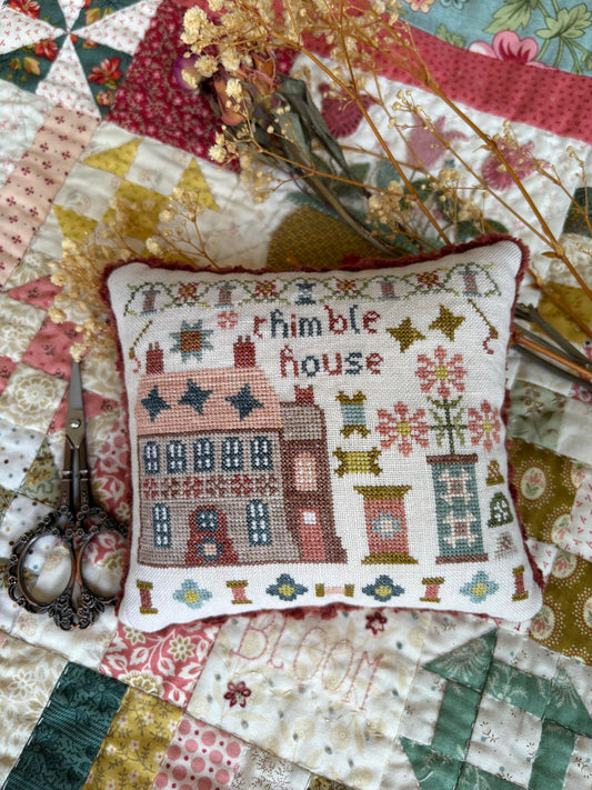 Thimble House #6, Stitchery Lane Series - Pansy Patch - Cross Stitch Pattern