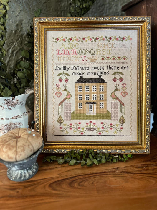 Many Mansions -  Annie Beez Folk Art - Cross Stitch Pattern