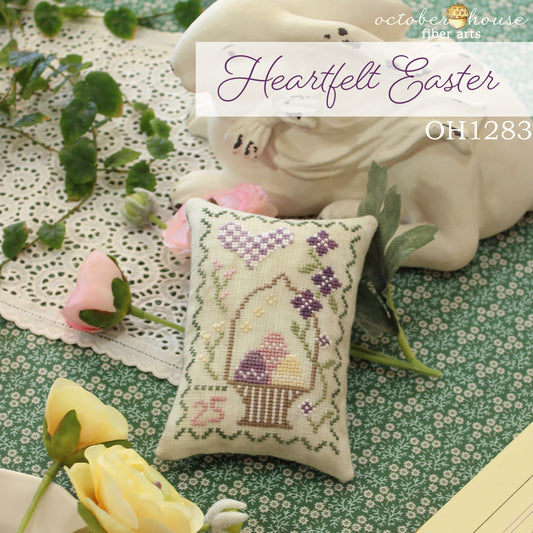 PREORDER Heartfelt Easter - October House Fiber Arts - Cross Stitch Pattern, Needlecraft Patterns, The Crafty Grimalkin - A Cross Stitch Store